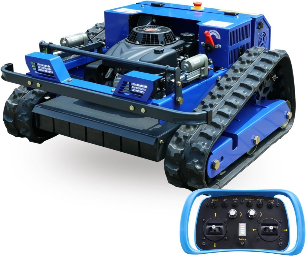 AIWEIYA AWY-550 Remote Control Lawn Mower - Gas-Electric Hybrid Crawler Mower for 45° Slopes - AWY-550