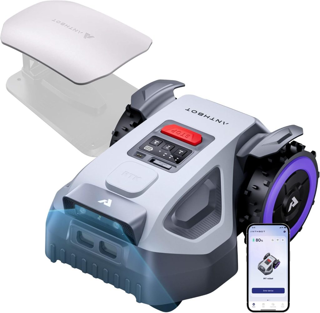 ANTHBOT M5 Robot Lawn Mower with Garage - Dual Vision + NRTK for 1/8 Acre - M5+Garage