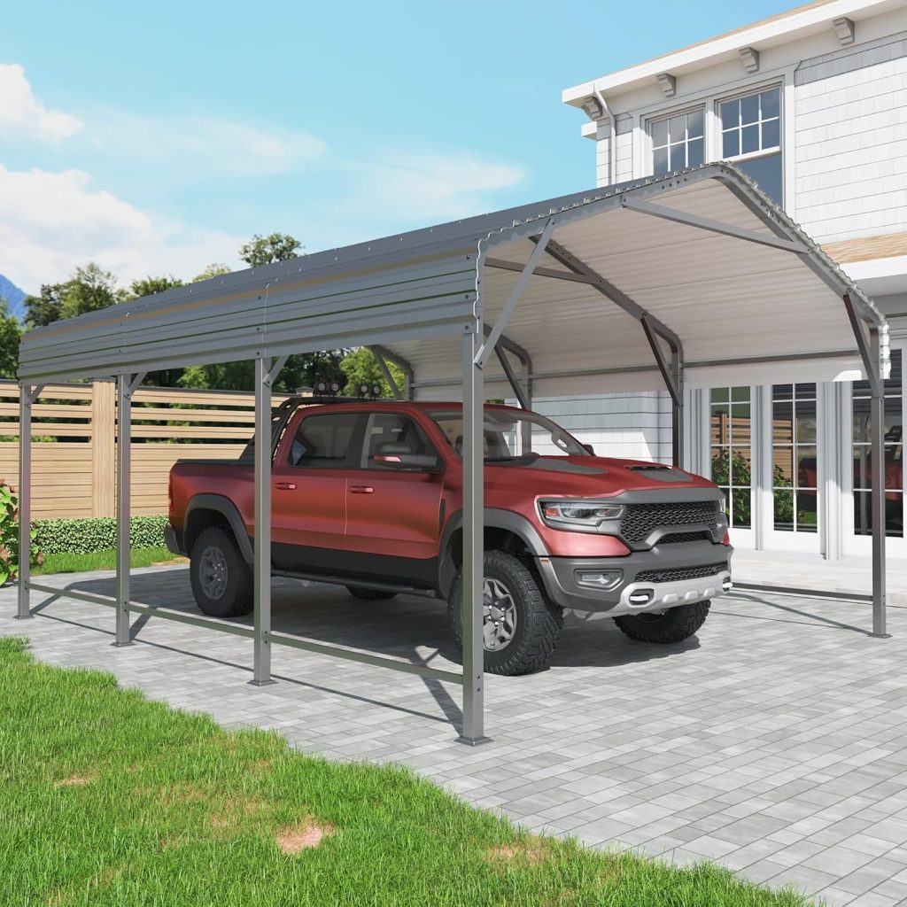 10X15 FT Metal Carport Canopy with Reinforced Base